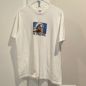 Supreme White Graphic Tee with Kurt Cobain - Nirvana